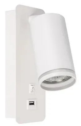 Nástenné bodové svietidlo s USB nabíjačkou 1xGU10/35W/230V biela