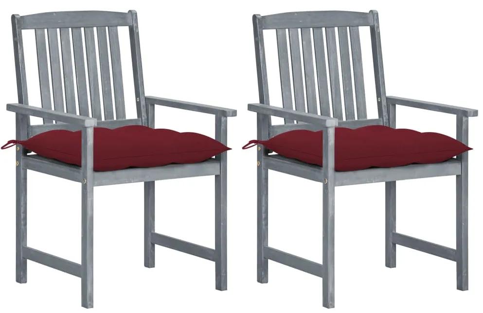 Záhradné stoličky s podložkami 2 ks, sivé, akáciový masív 3061269