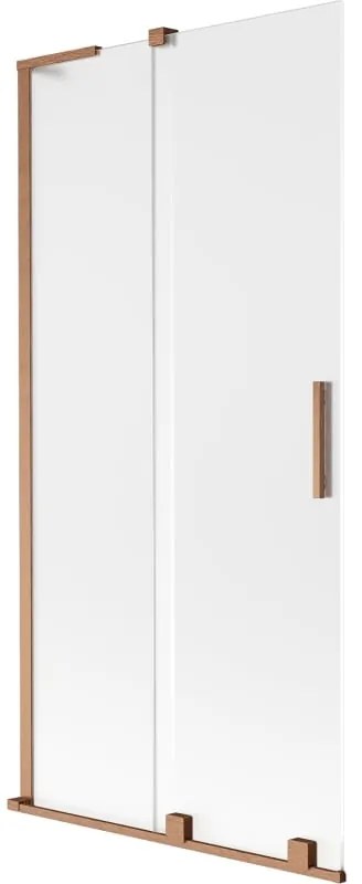 Mexen Velar L, 2-krídlová posuvná vaňová zástena 90 x 150 cm, 8mm sklo námraza, medená matná, 896-090-003-31-65