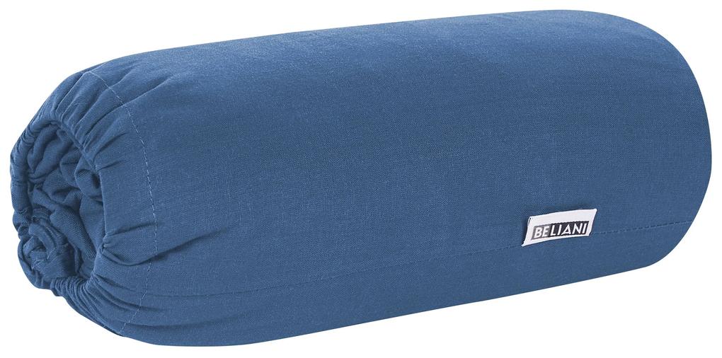 Bavlnená posteľná plachta 180 x 200 cm modrá JANBU Beliani