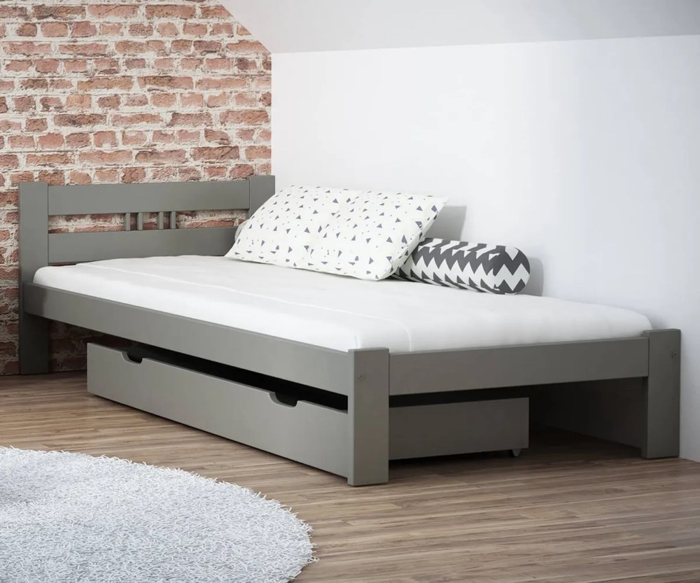 Posteľ borovica ESM1 VitBed 90x200cm masív šedá | AMI Nábytok