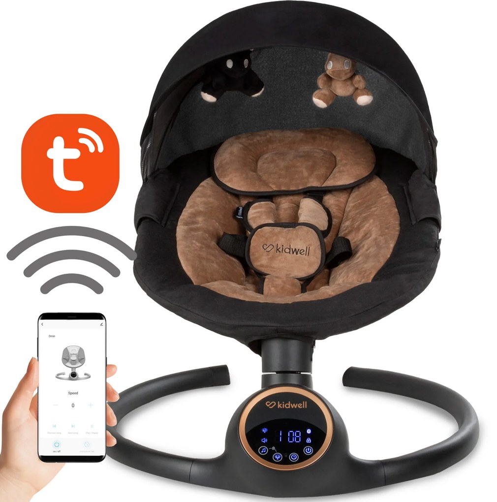 Elektrické hojdacie kreslo Kidwell REVE 2 v 1 s Bluetooth a aplikáciou Tuya