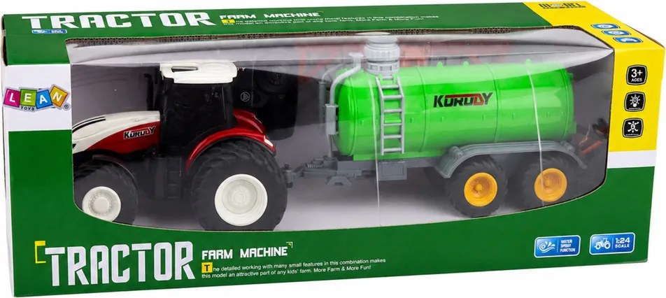 LEAN Toys Poľnohospodársky traktor s postrekovačom tekutých hnojív, diaľkovo ovládaný, RC 1:24