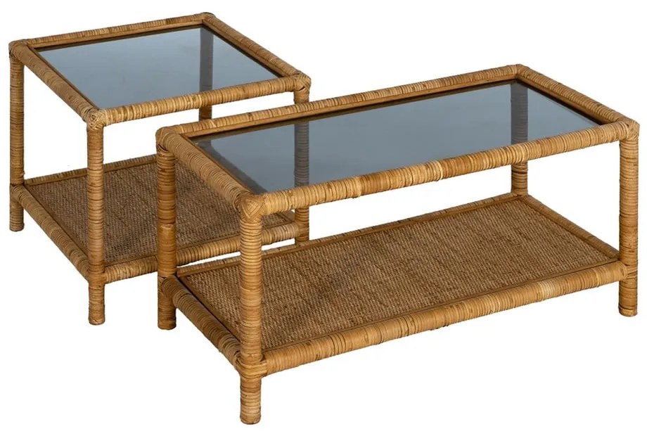 Konferenčný stolík so sklenenou doskou v prírodnej farbe 40x90 cm – Ixia