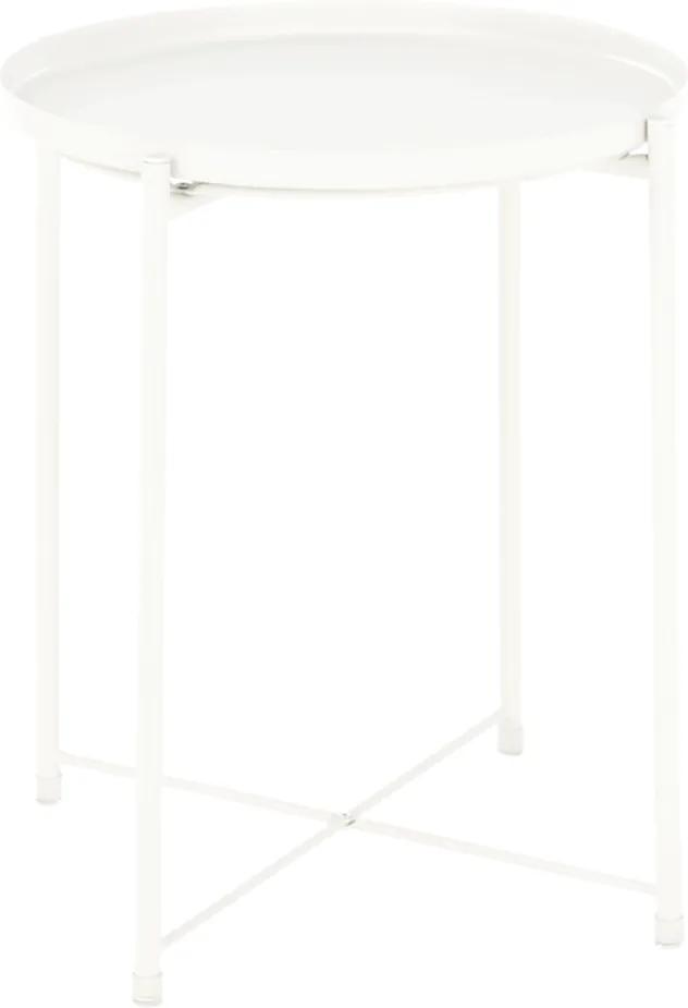 Príručný stolík s odnímateľnou táckou, biela, TRIDER