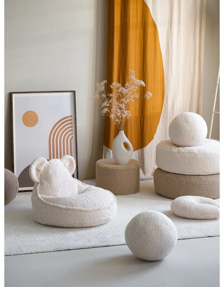 Krémový detský sedací vak z textílie buklé Bear – Wigiwama