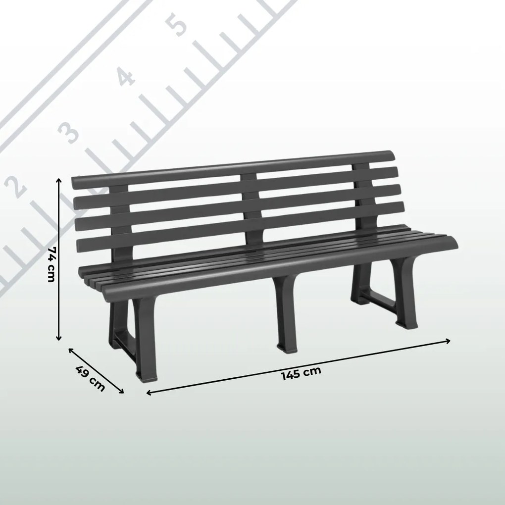 Záhradná lavica ORCHIDEA, 145x49x74cm, antracitová I.P.A.E-Progarden