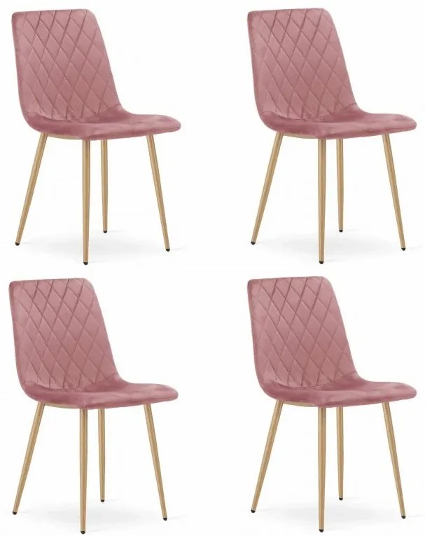 Set 4 kresiel TURIN - ružový zamat