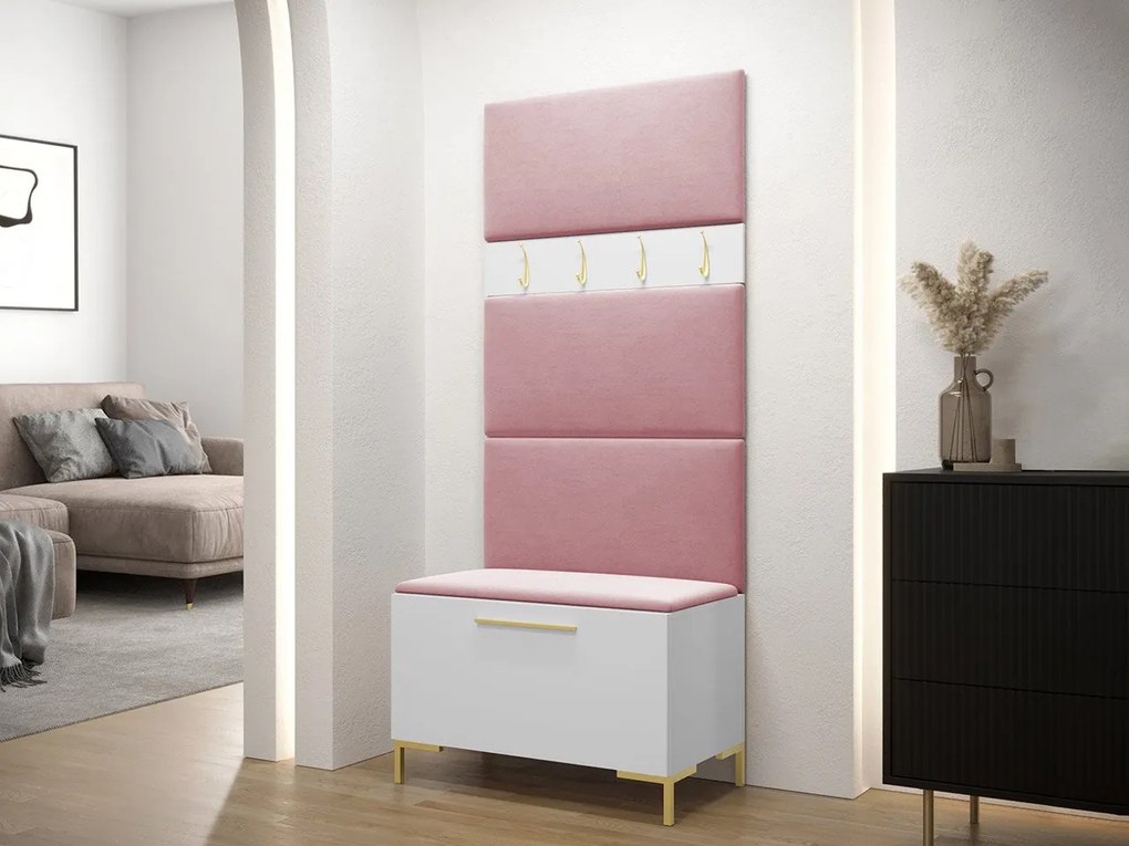 Predsieňová zostava Frunofta III, Farby: dub craft, Farba čalúnenia:: ekokoža Soft 011 (čierna)