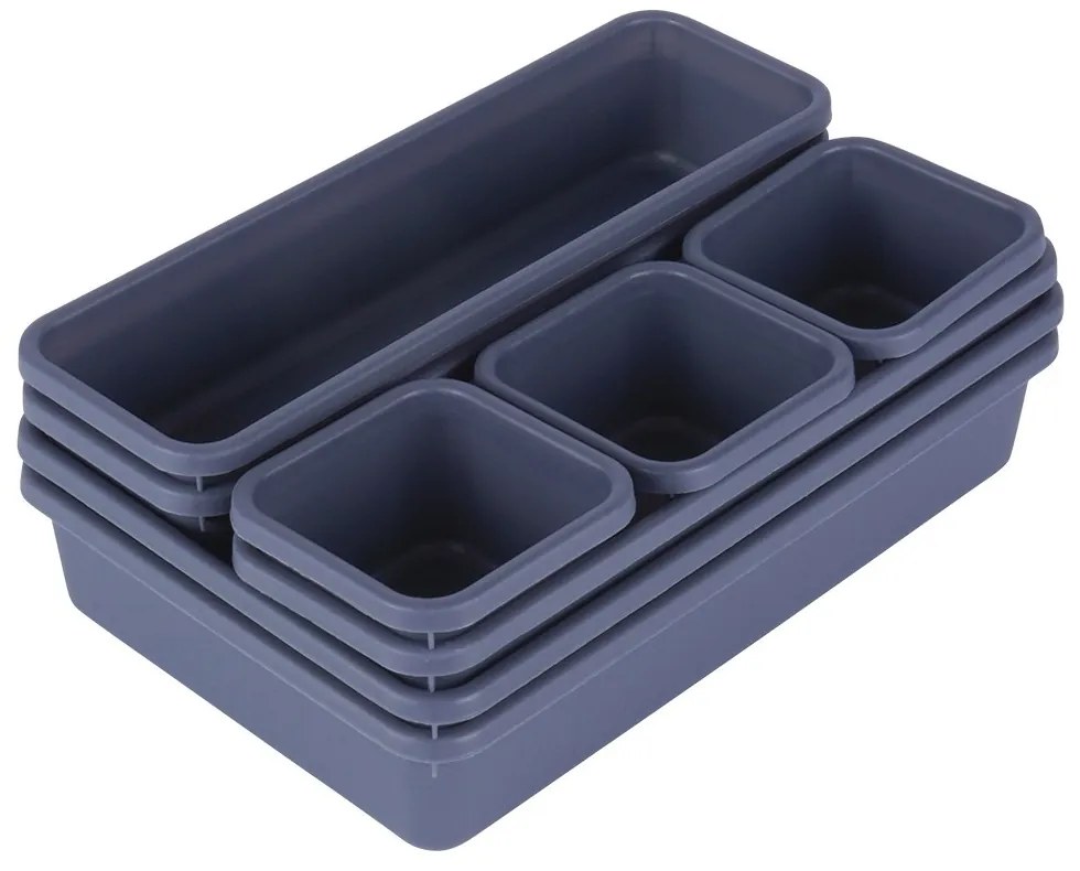 VILDE Súprava 8 kusov organizérov do zásuvky, antracitová, MODULAR 31 cm x 46 cm x 4,5 cm