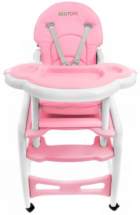 Detská jedálenská stolička 3v1 | ružová