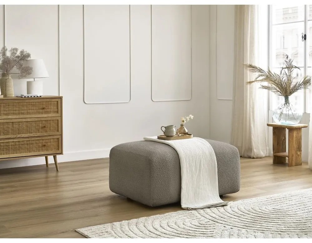 Sivohnedá podnožka z textílie bouclé Tina – Bobochic Paris