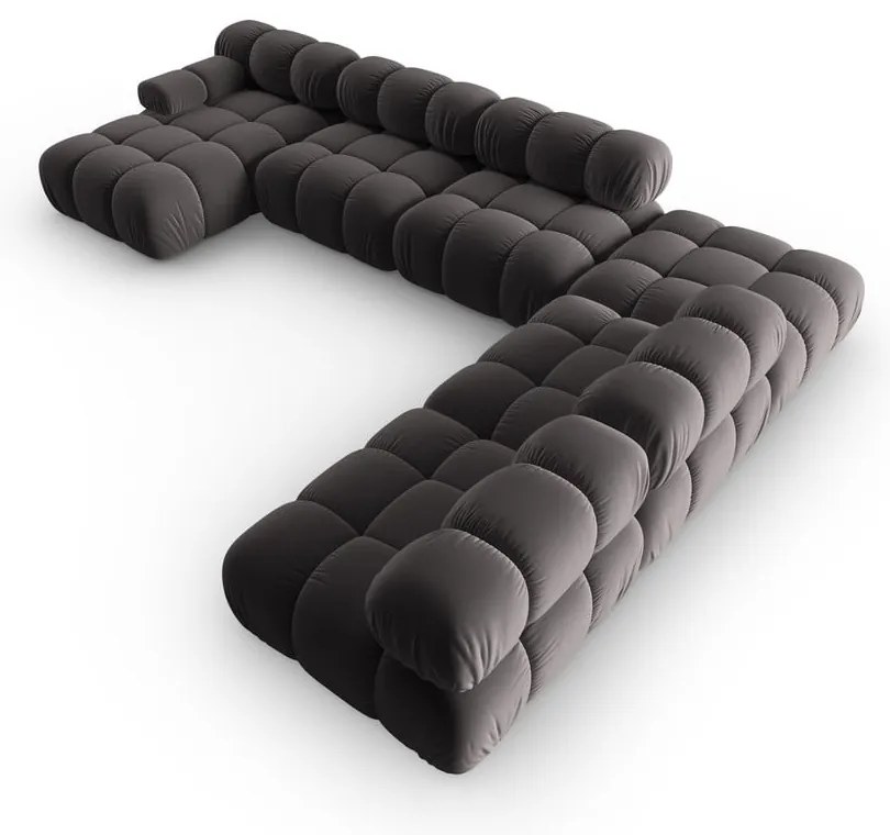 Tmavosivá zamatová pohovka 379 cm Bellis – Micadoni Home