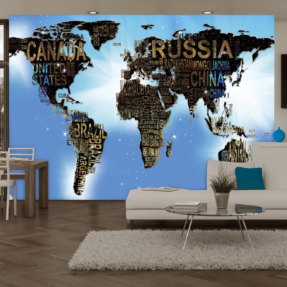 Fototapeta Bimago - World Map - Blue Inspiration + lepidlo zadarmo 300x210 cm