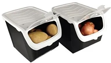 Orion Skladovací čierny box na cibuľu a zemiaky, biele veko (12l)