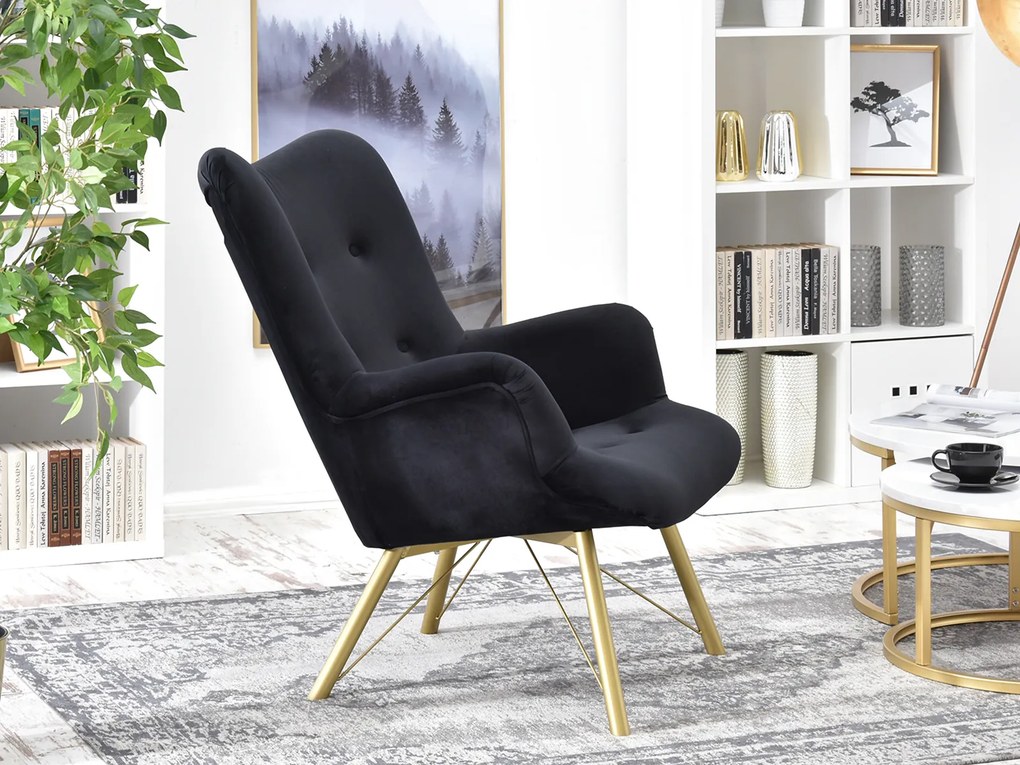 Relaxačné kreslo Dawntawn (čierna + zlatá). Akcia -20%. Vlastná spoľahlivá doprava až k Vám domov. 1135670