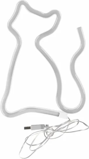 LED Neónová nástenná dekorácia CAT LED/3W/3xAA USB žltá