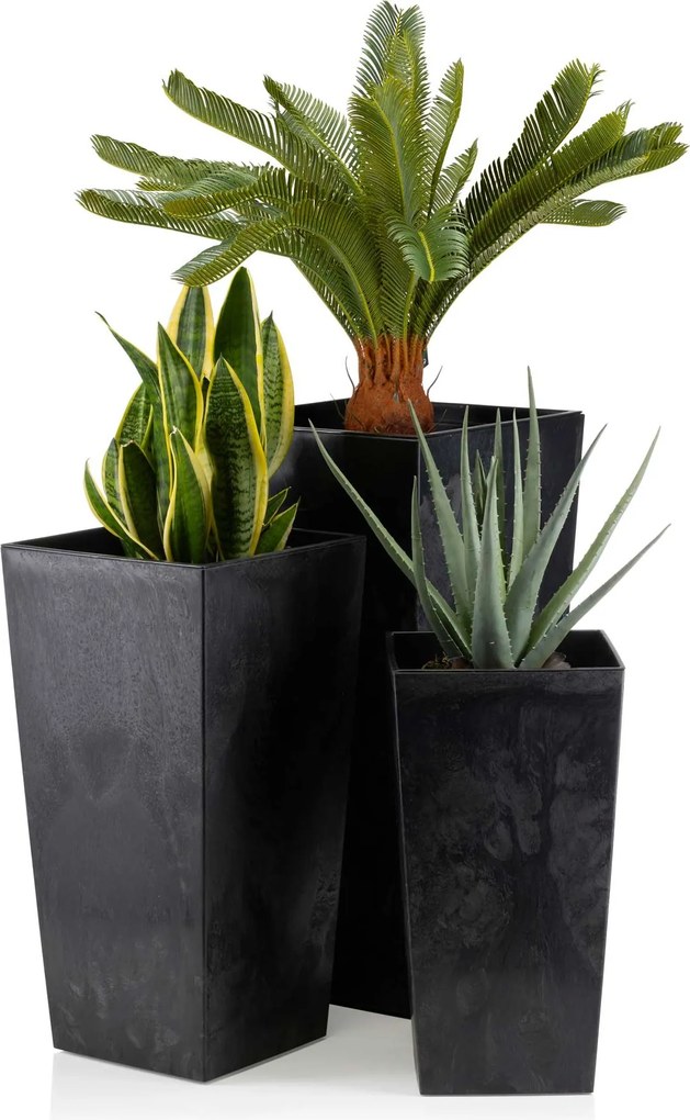 Kvetináč PORTO 46x25 cm čierny betón