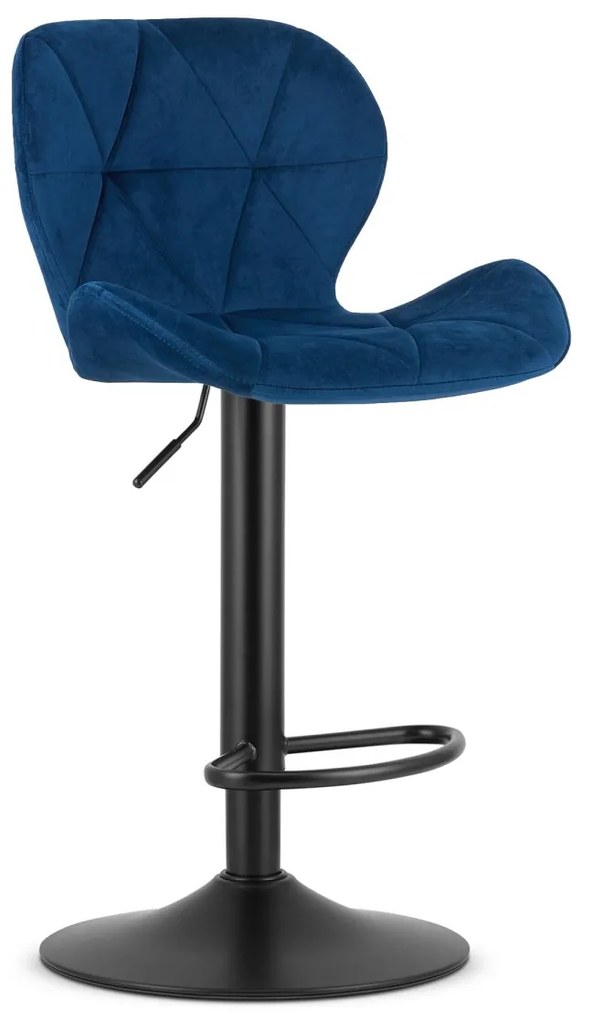 Barová stolička s čiernou nohou WEST VELVET, modrá