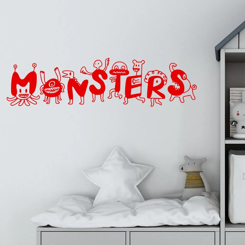 Veselá Stena Samolepka Monsters Farba: hnědá, Veľkosť: 60 x 18 cm