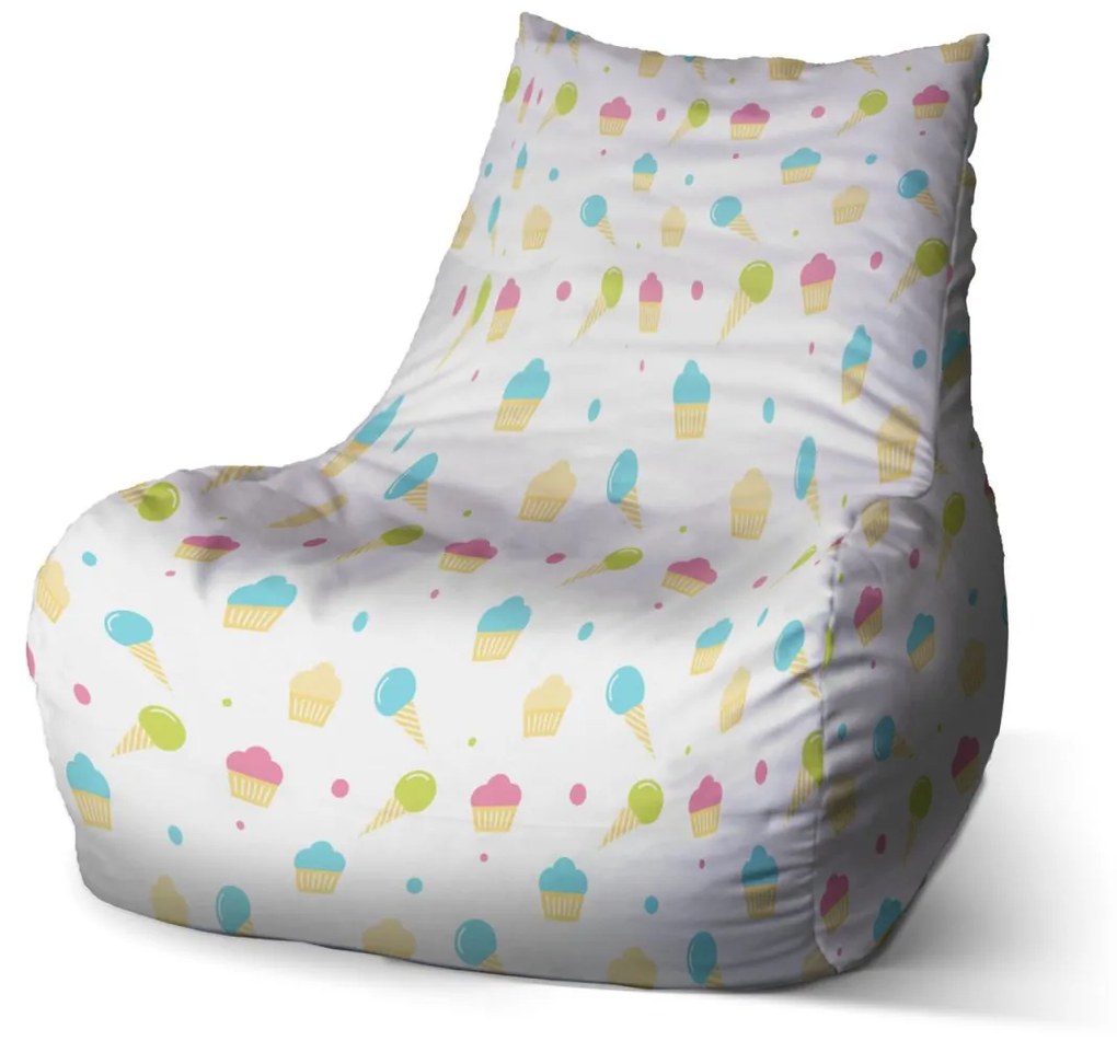 Sablio Sedací vak Bean Zmrzlinky a muffiny - 100 x 90 x 45 cm
