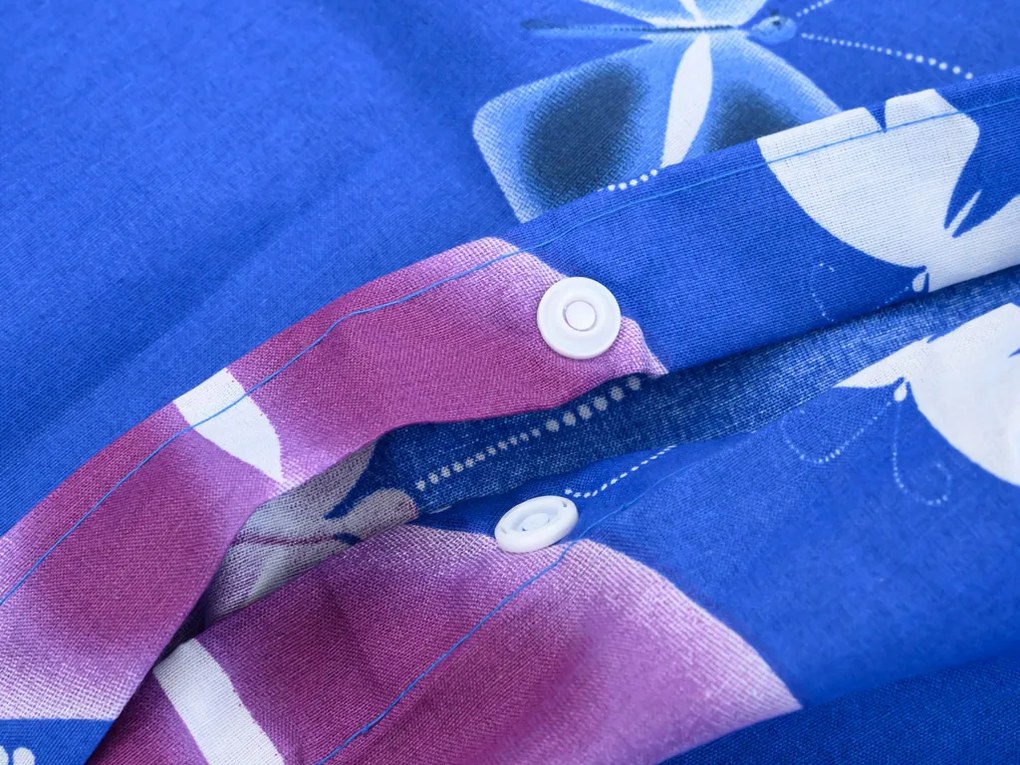 Bavlnené obliečky VIOLET BUTTERFLY tmavomodré, 100% bavlna Rozmer obliečky: 70 x 90 cm | 140 x 200 cm