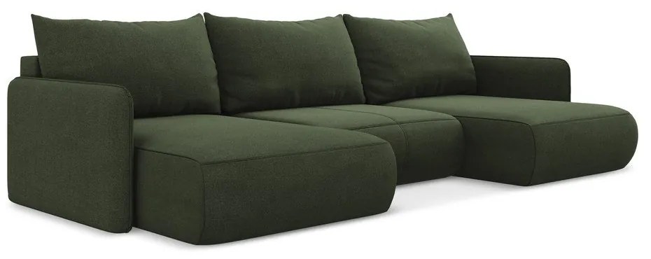 Zelená rozkladacia/s úložným priestorom rohová pohovka Nanea – Makamii