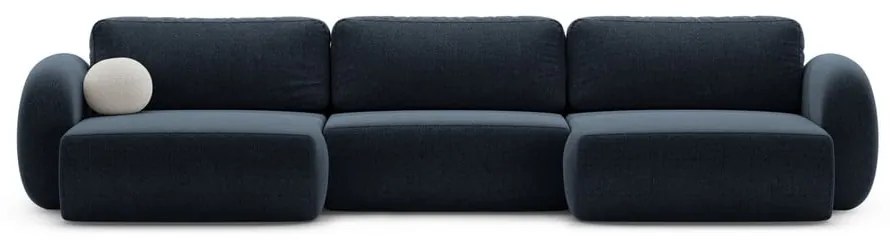 Tmavomodrá ženilková rozkladacia/s úložným priestorom rohová pohovka (do tvaru "U") Tonale – Cosmopolitan Design