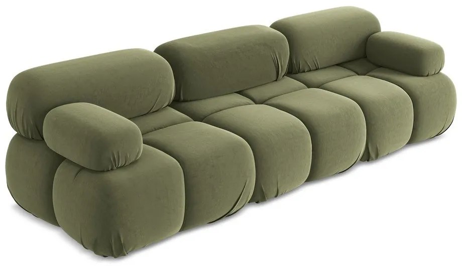 Svetlozelená zamatová pohovka 285 cm Lokua – Makamii