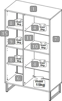 Vitrínová skrinka Cube, dub evoke / pieskovo šedá, s osvetlením