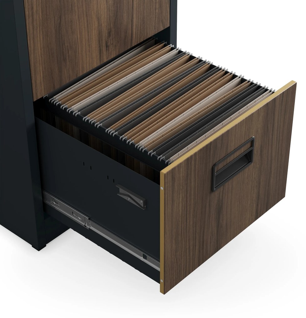 Kovová kartotéka, 4 zásuvky SARA V4, 460 x 1320 x 620 mm, Eco Desing: antracitová/ orech