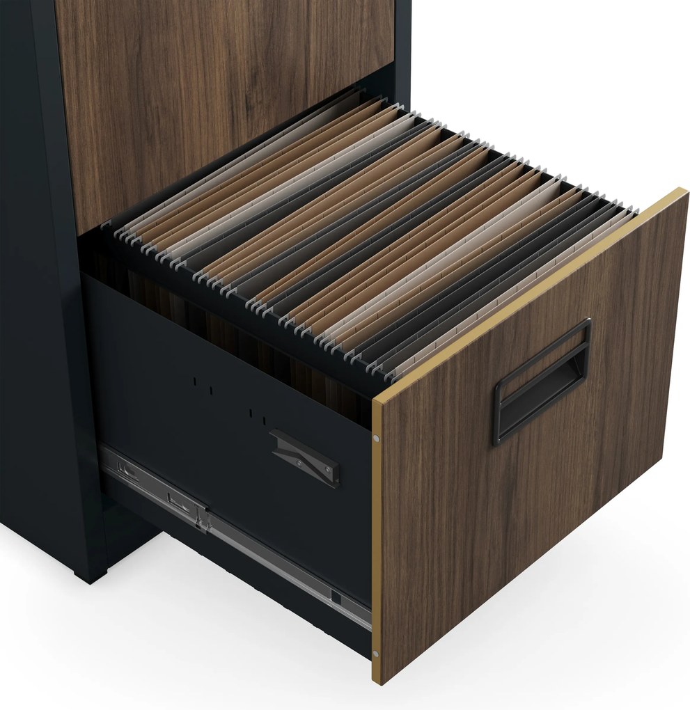 Kovová kartotéková skriňa so 4 zásuvkami, antracitová/orechová, 460x1320x620 mm: SARA Eco Design