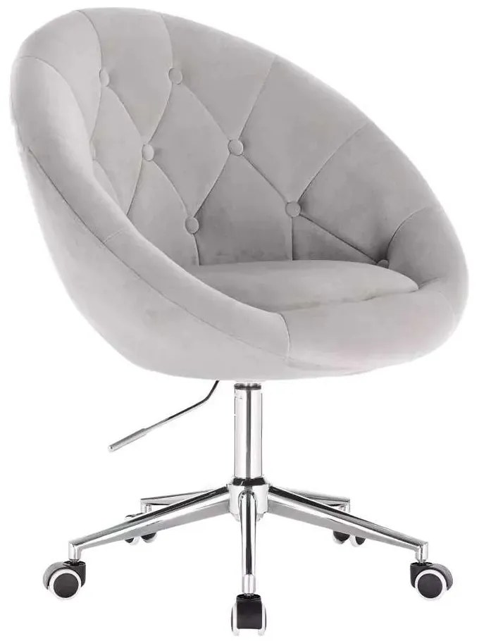 LuxuryForm DESIGN Kreslo VERA VELUR na striebornej podstave s kolieskami - svetlo šedé