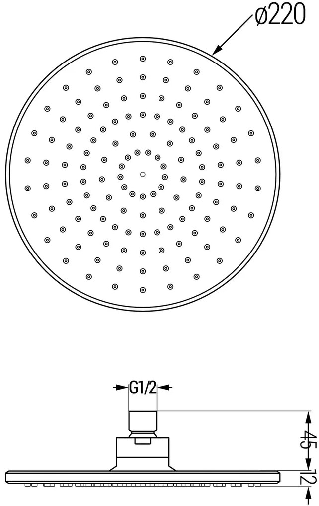 Mexen príslušenstvo, sprchová hlavica 22 cm D-40, čierna, 79740-70