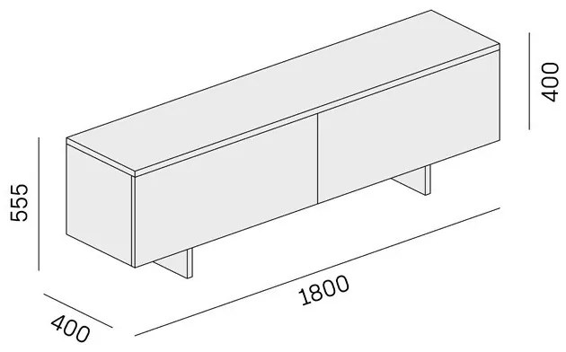 Skrinka nízka SOLID, 1800 x 400 x 550 mm, dub prírodný