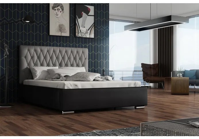 Dizajnová manželská posteľ 140x200 SIRENA - čierna / sivá
