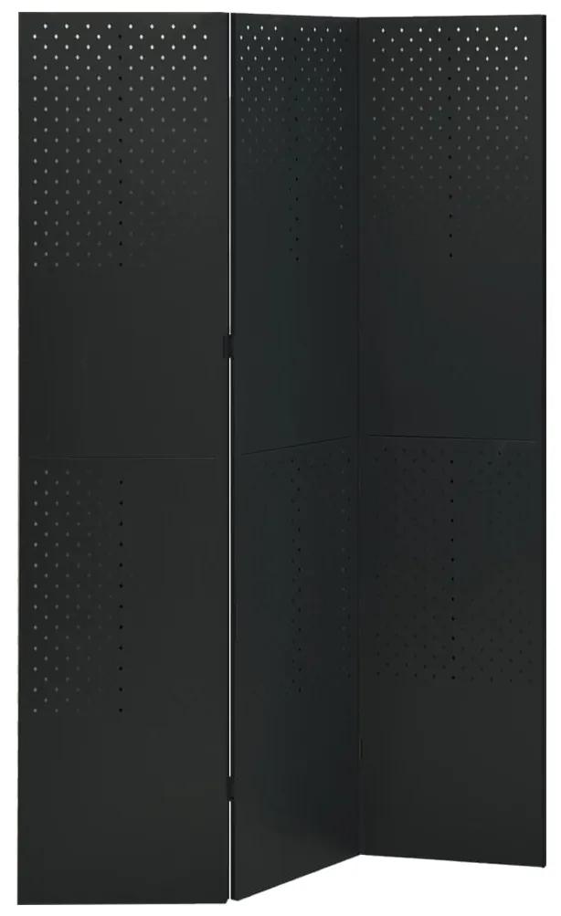 3-panelový paraván čierna 120x180 cm oceľ