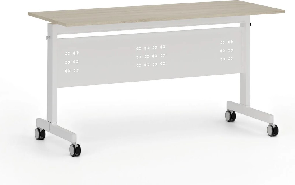 Mobilný stôl PRIMO MOBI, 140x60 cm, biela podnož, dub prírodný