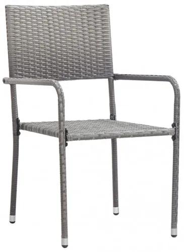 vidaXL Vonkajšie jedálenské stoličky 2 ks sivé polyratanové-