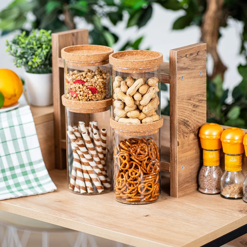 4Home Sklenená dóza na potraviny s vekom Cork, 1000 ml, 1000 ml