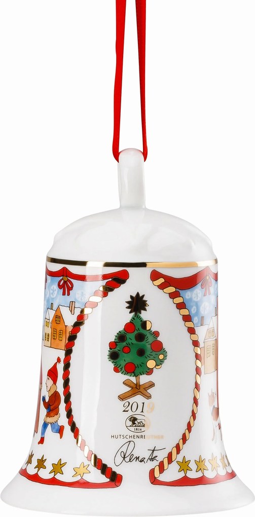 Rosenthal porcelánový zvonček na stromček Vianočný trh, 12 cm