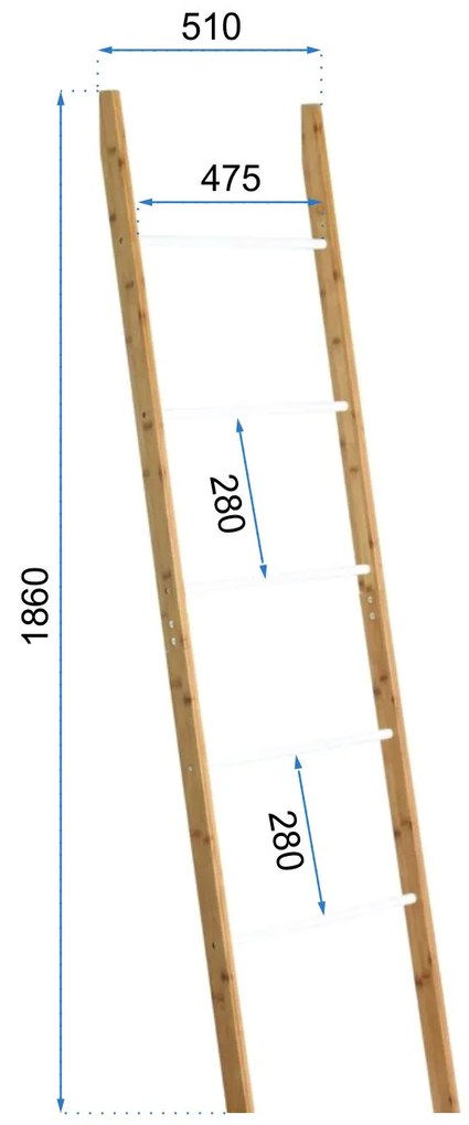 Rea - Tutumi, Vysoký bambusový rebríkový policový systém 186cm, hnedá, HOM-03693