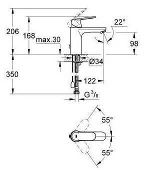 GROHE Eurosmart Cosmopolitan páková umývadlová batéria M, chróm, 23326000