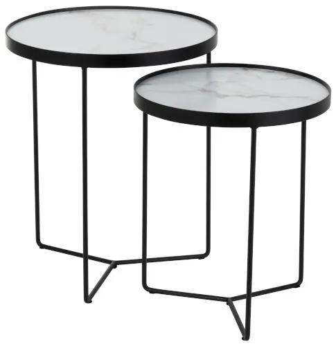Set 2 odkladacích stolíkov v marble dizajne Helaine - Ø 45 * 55 cm