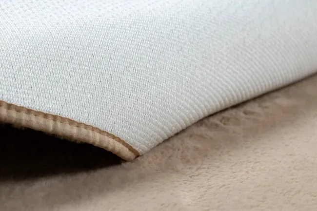 Protišmykový koberec POSH kruh Shaggy camel, béžový, plyš