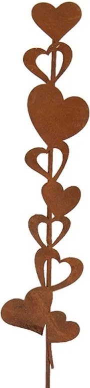 Rustikálny hrdzavý zápich srdiečka Hearts Rust - 6*1*28 cm