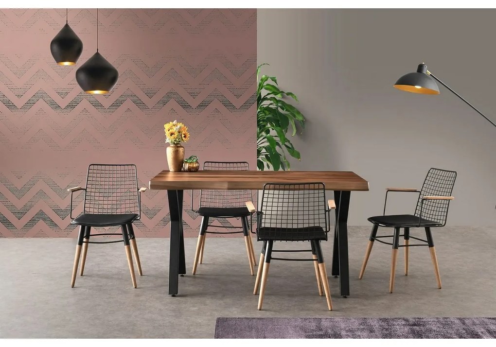 Súprava jedálenských stoličiek Trend Black and Walnut, 2 ks