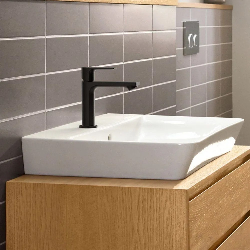 HANSGROHE Rebris E páková umývadlová batéria CoolStart bez odtokovej súpravy, výška výtoku 109 mm, matná čierna, 72560670