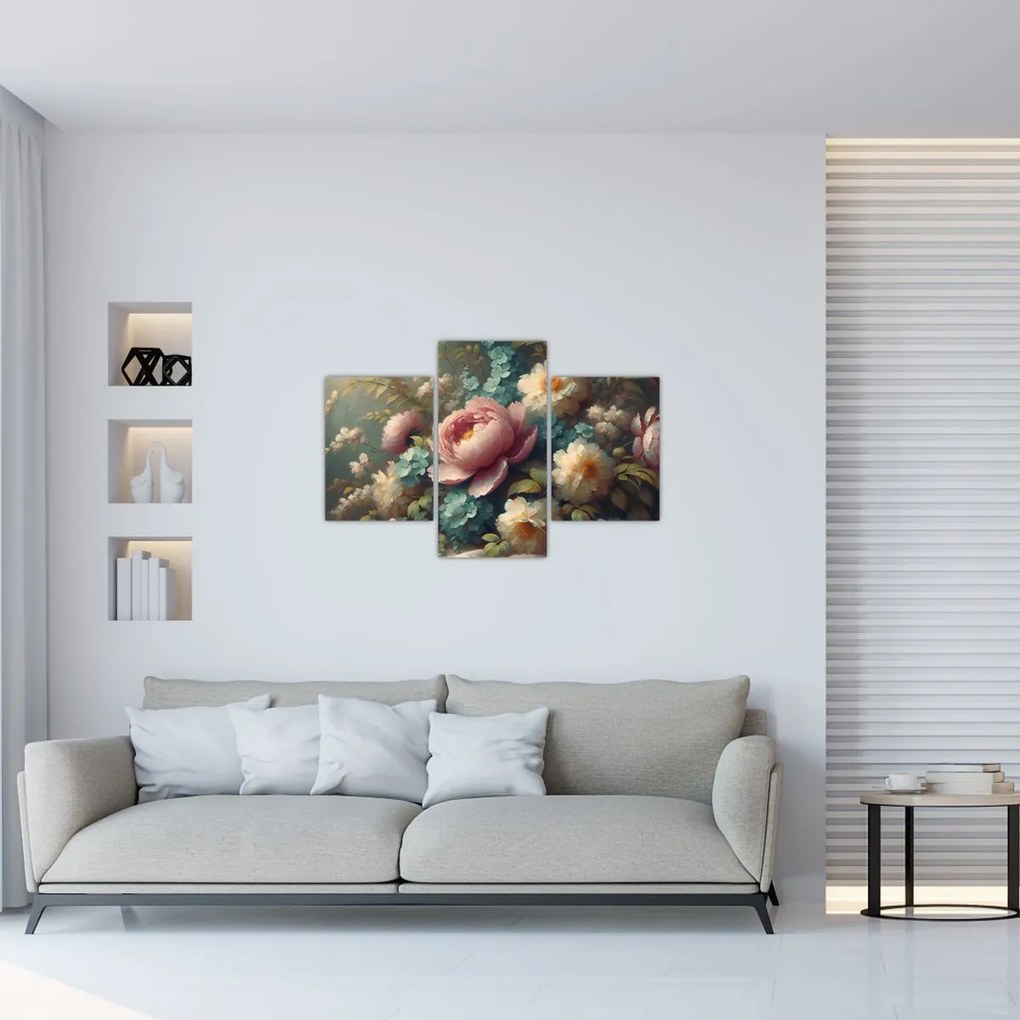 Obraz - Zátišie s kvetmi - maľba (90x60 cm)