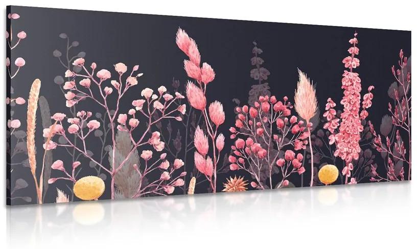 Obraz variácie trávy v ružovej farbe Varianta: 100x50